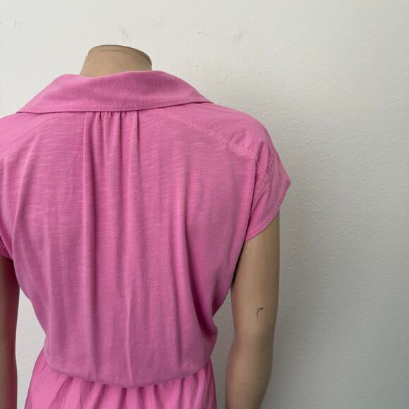 [Anthropologie] Pink Cutout Front Fit & Flare Mini Shirtdress Mixed Media Sz XL - Picture 6 of 12